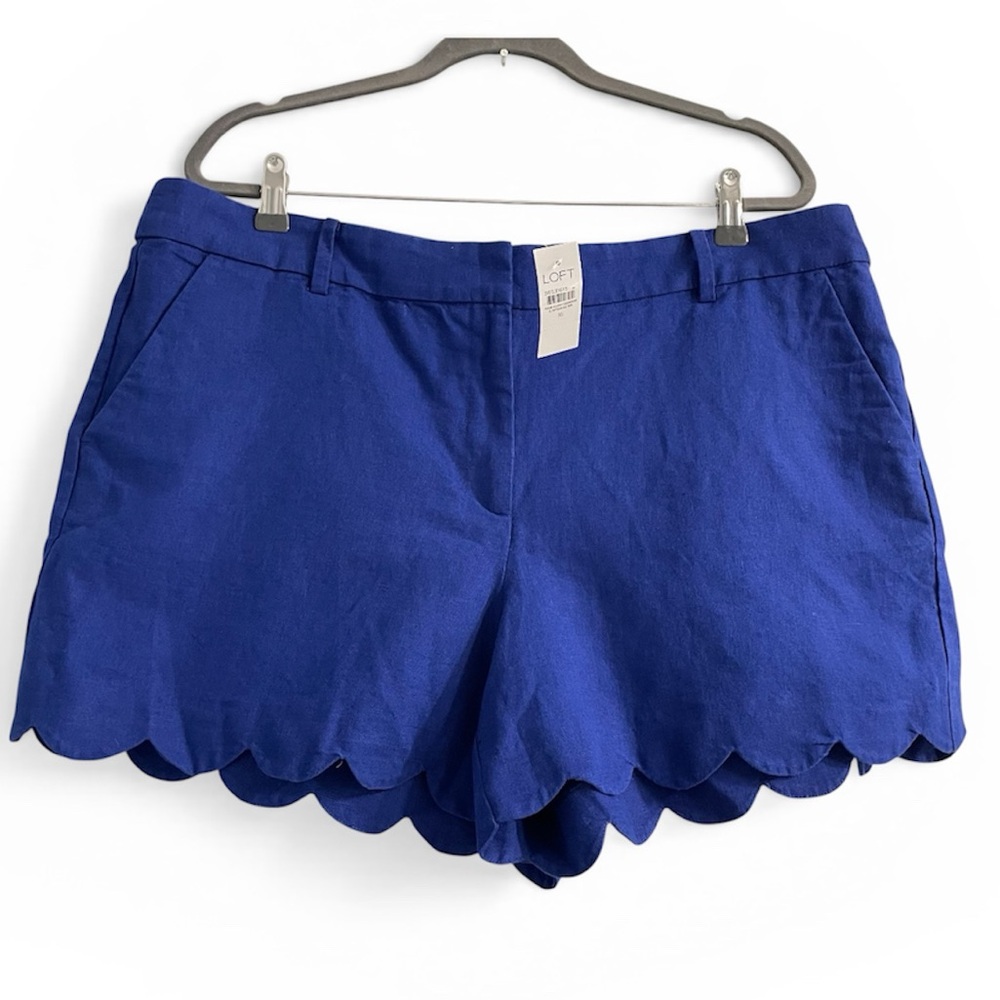 Loft linen scalloped the washed twill shorts 4” high waist size 16